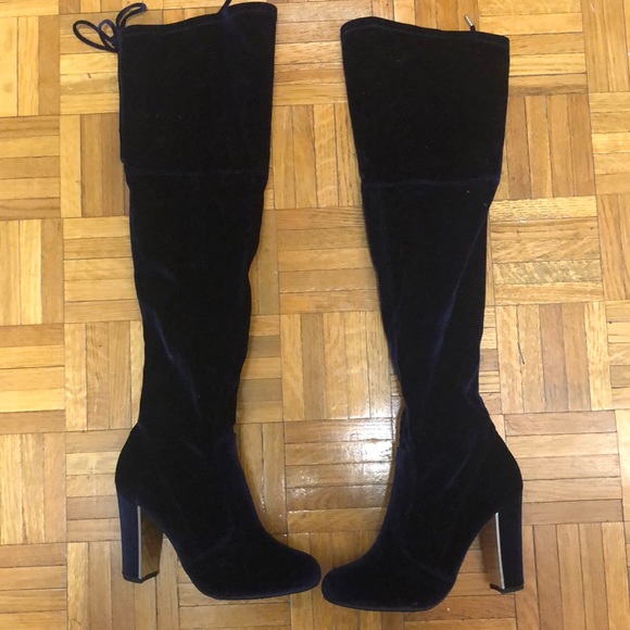 Blue Thigh High Boots Bars | Poshmark